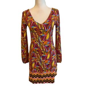 Anthropologie Tracy Negoshian Retro Long Sleeve Sheath‎ Stretch Dress Size S EUC